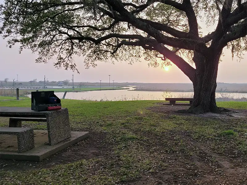 Photo of a campsite at fort anahuac park texas