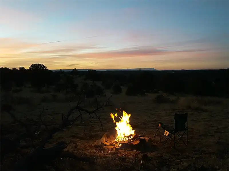 photo of a campfire at Bluewater Lookout Tower in Lincoln National Forest, New Mexico