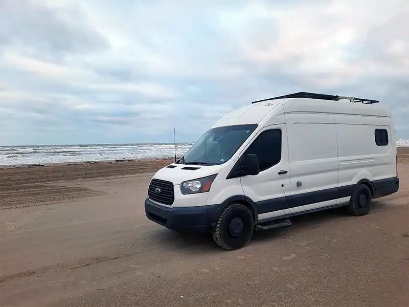 Photo of a van camping at brazoria county beach access number 1
