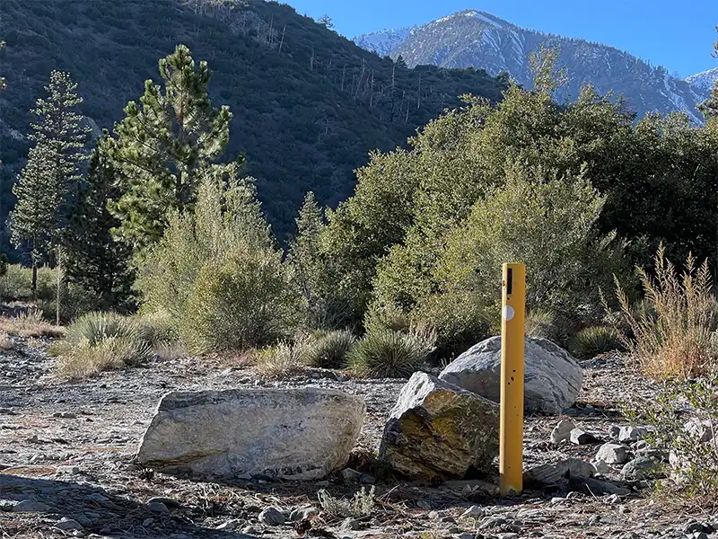 Photo of the yellow post at Cold Camp Yellow Post Site, Lytle Creek, CA