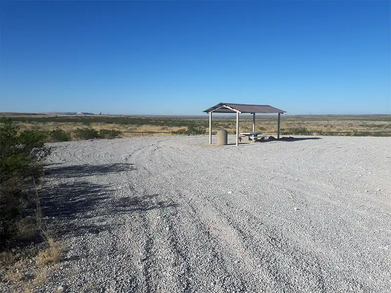 Photo of the picnic shelter at Hackberry Lake Campground, Carlsbad, New Mexico