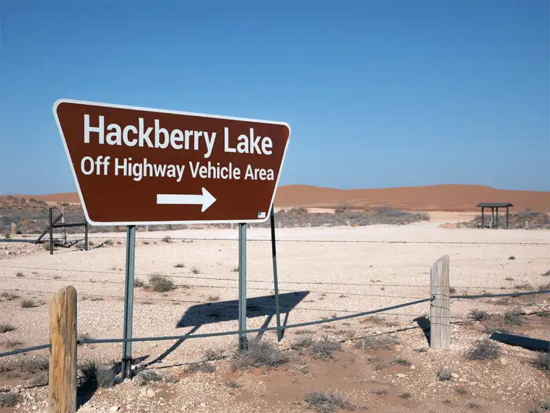 Photo of the entrance sign at Hackberry Campground North, Carlsbad, New Mexico