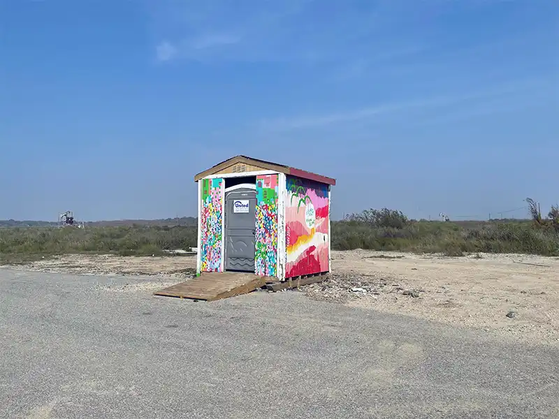 photo of the vault toilet at high island beach texas