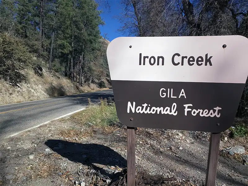 Welcome sign for Iron Creek Campground, Kingston, New mexico