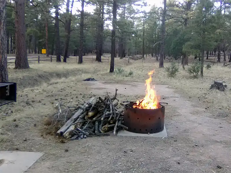 photo of a campfire at red cloud campground, corona, nm