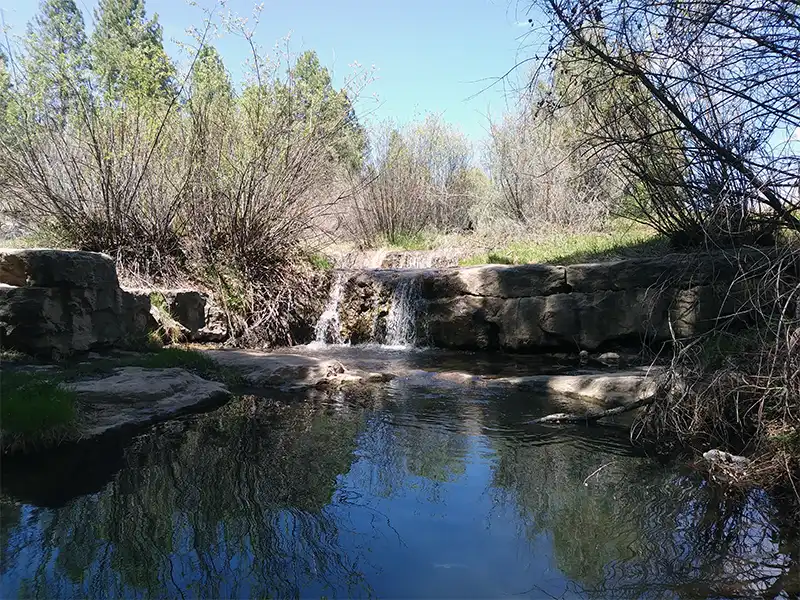 photo of the waterfall at Tajique Campground near Estancia, New Mexico
